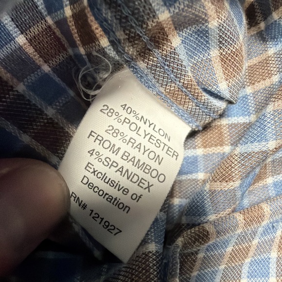 Johnnie O Prep Formance Long Sleeve Button Shirt Mens Large Check Nylon Blend - Picture 4 of 8